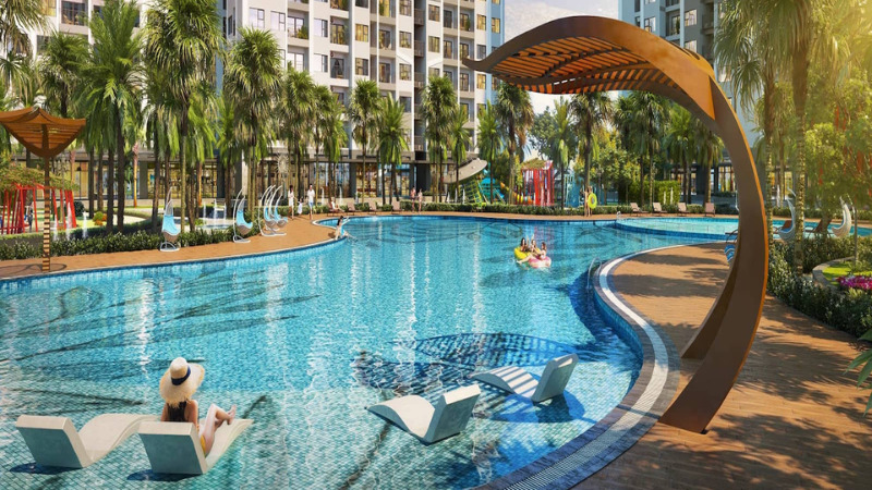 Phối cảnh tiện ích hồ bơi chuẩn Resort tại Vinhomes Hóc Môn