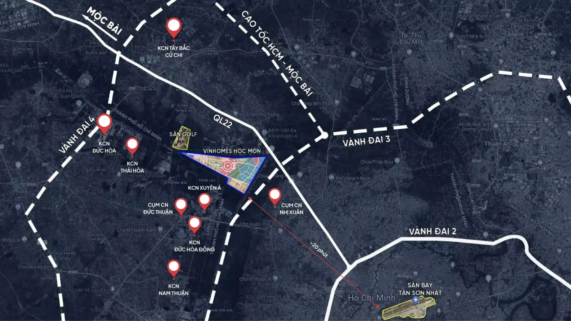 Vị trí dự án Vinhomes Hóc Môn - VIUT Hóc Môn